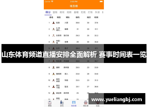 山东体育频道直播安排全面解析 赛事时间表一览